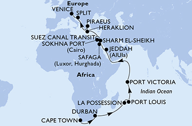 Морской круиз «Гранд Вояж MSC из ЮАР в Европу»
